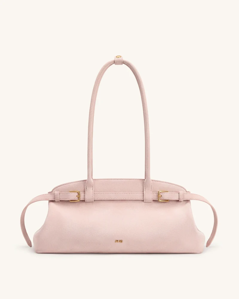 Sac bandoulière est-ouest en similicuir avec détail de ceinture Arden - Rose