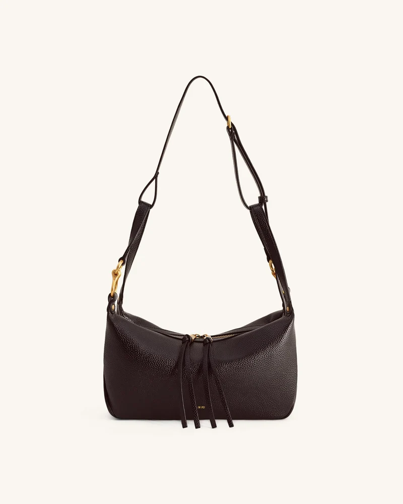 Selia Sac bandoulière en cuir grainé souple - Marron foncé