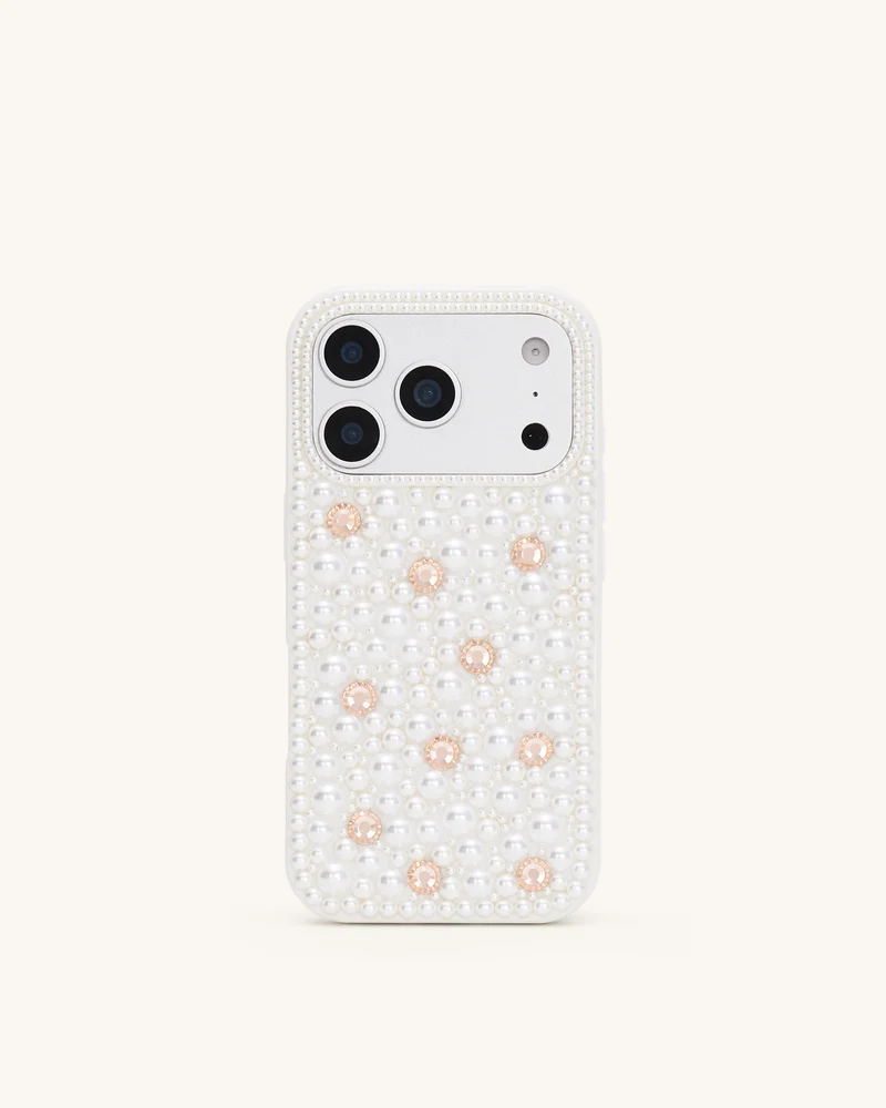 Pearl Coque de téléphone ornée - Blanc