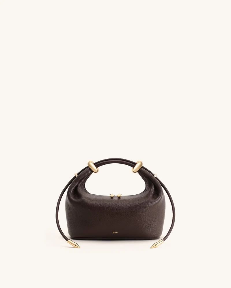 Sac à main avec poignée orné d'un anneau métallique Ellie - Marron foncé