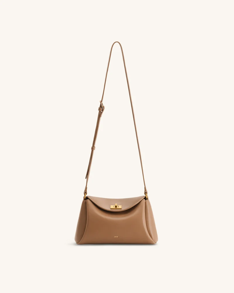 Sac bandoulière Greta à fermeture tournante - Marron