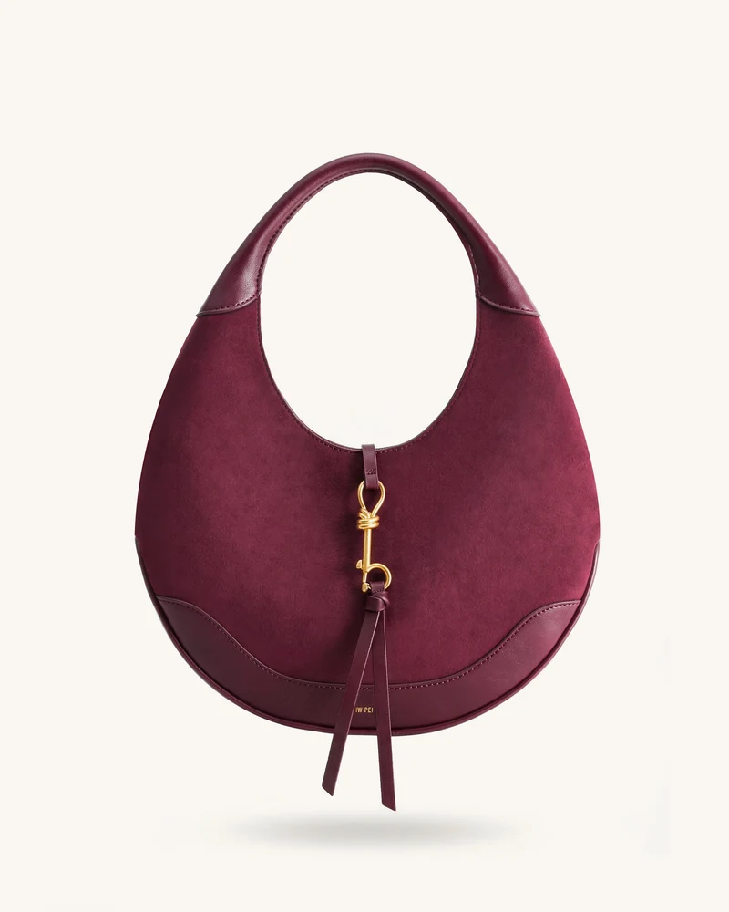 Colette Sac Hobo Croissant en Fausse Suede - Bordeaux Profond