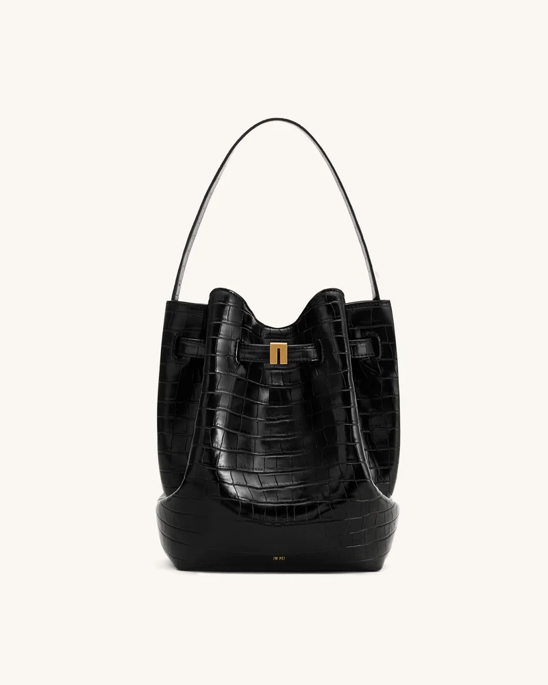Clara Sac seau épaule avec détail cadenas - Croco Noir