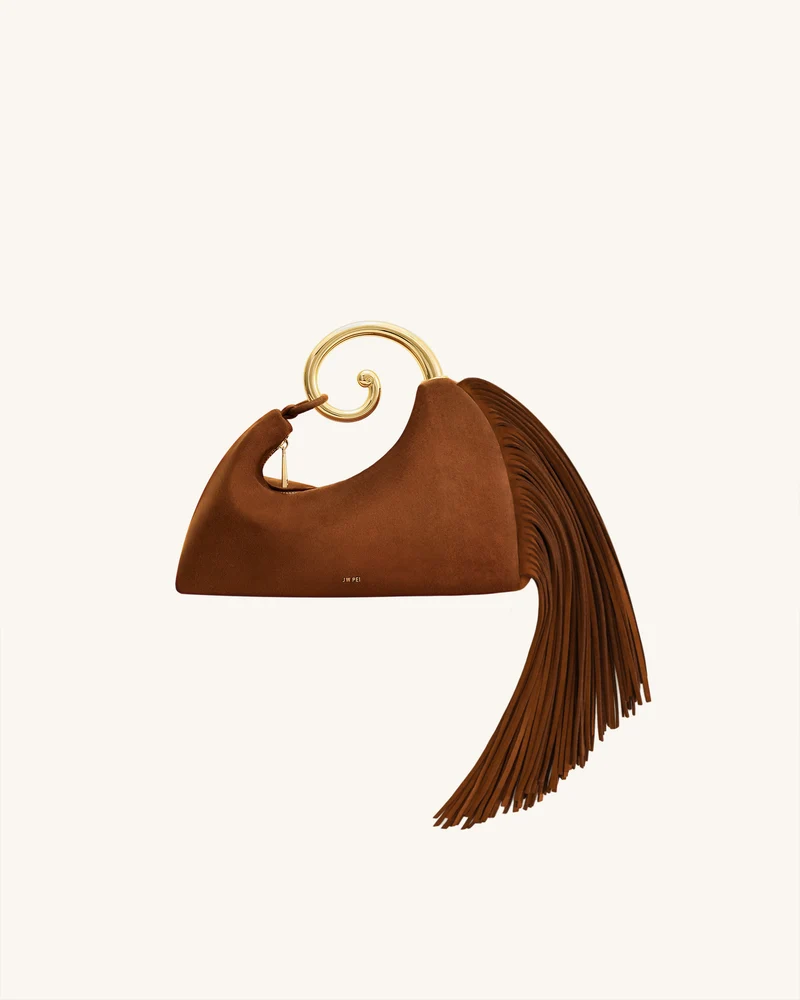 Sac à main avec anse supérieure et franges métalliques Nell - Marron Moka