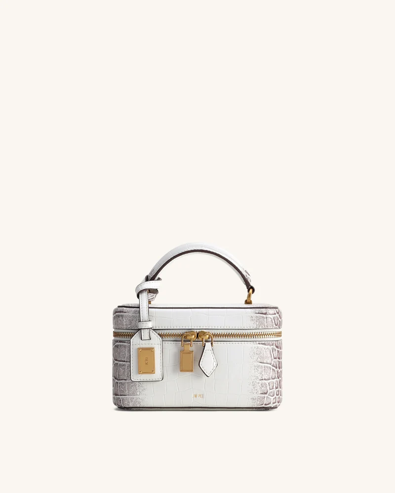 Sac à main avec anse supérieure en forme de boîte Cleo - Blanc Croco