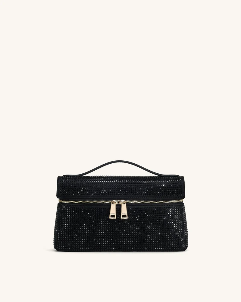 Sac à main avec anse supérieure en cristal artificiel Thea - Noir