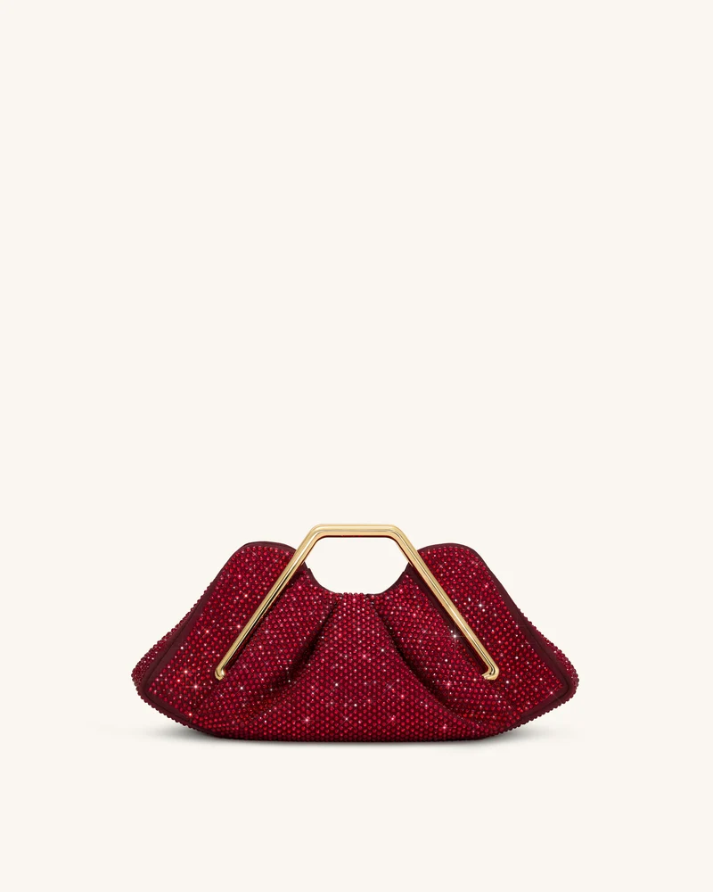 Pochette à cadre en métal et cristal artificiel Lila - Rouge
