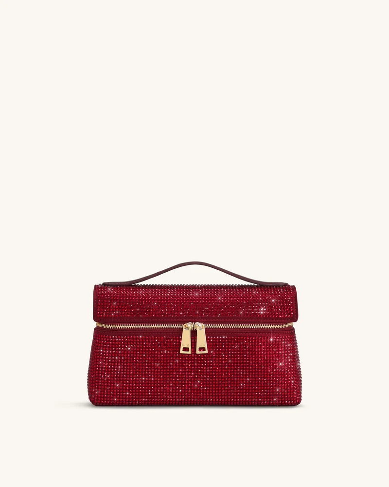Sac à main avec anse supérieure en cristal artificiel Thea - Rouge