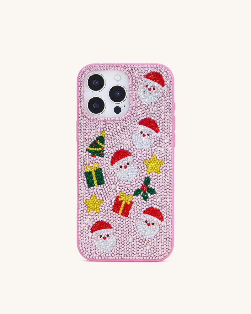 Coque de téléphone Icônes Holiday à cristaux artificiels - Rose