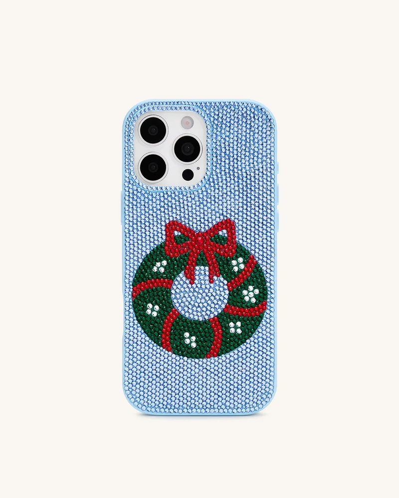 Coque de téléphone Bling Couronne Holiday - Bleu clair