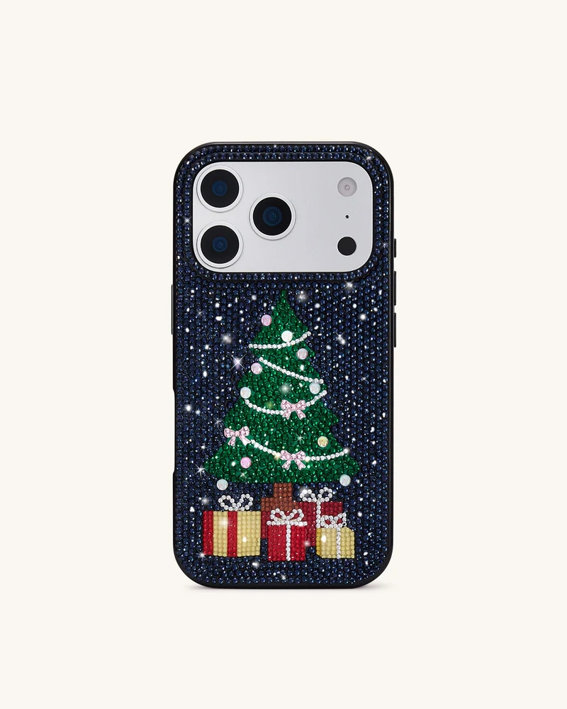 Coque de téléphone Bling Sapin de Noël - Noir