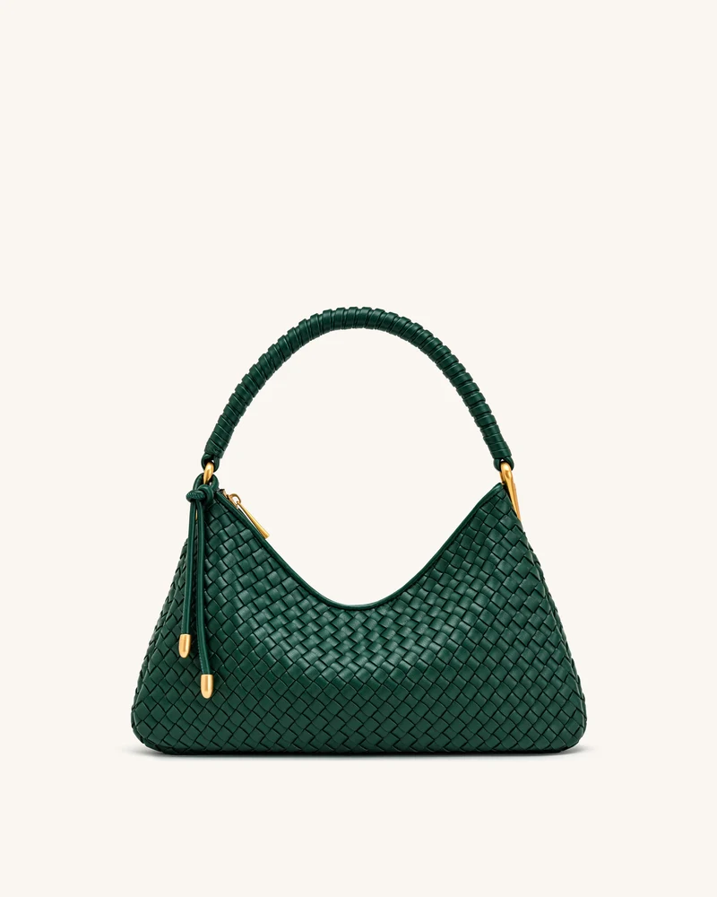 Lorena Sac à bandoulière tissé - Vert émeraude