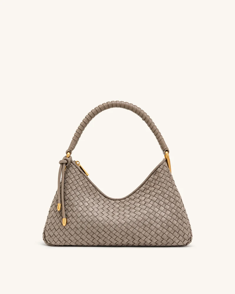 Lorena Sac à bandoulière tissé en faux daim - Taupe pierre
