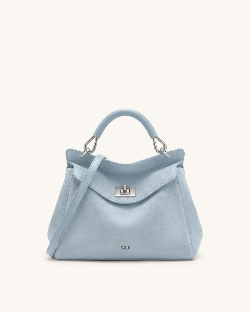 Lucia Sac à main classique en faux daim à poignée supérieure - Bleu clair