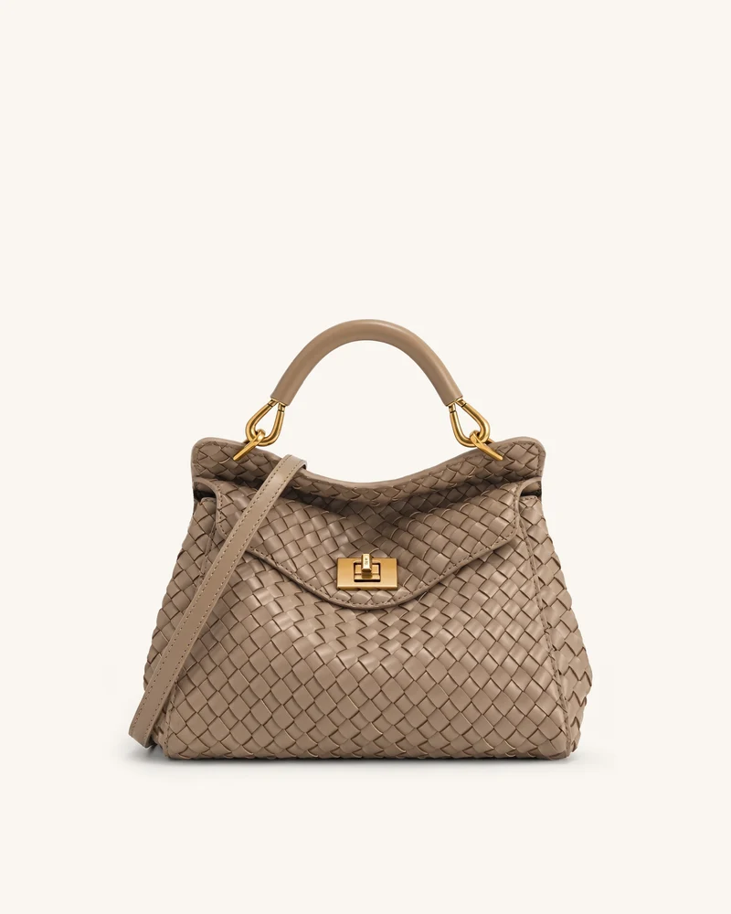 Lucia Sac à main classique tissé à poignée supérieure - Taupe
