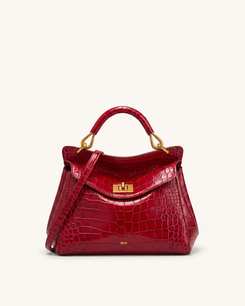 Lucia Sac à main classique à poignée supérieure - Effet croco bordeaux