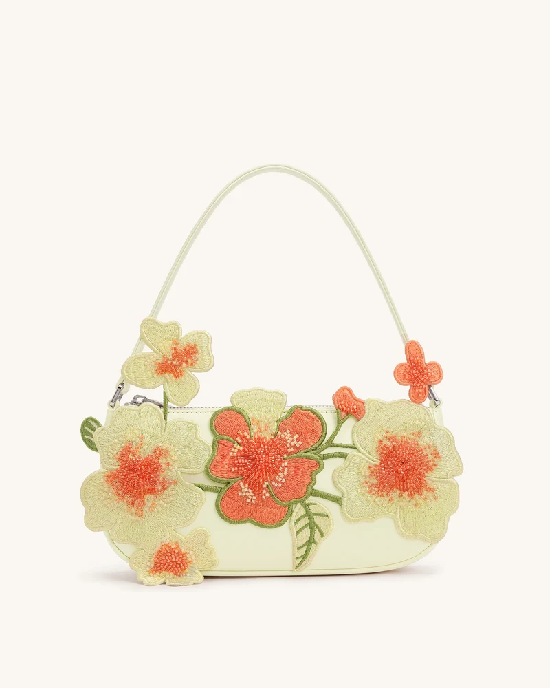 Sac bandoulière orné de perles Leona - Blanc cassé
