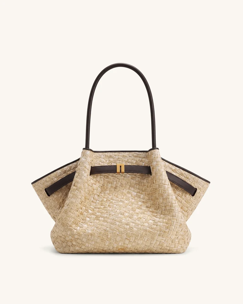 Hana Grand sac fourre-tout en paille synthétique - Marron