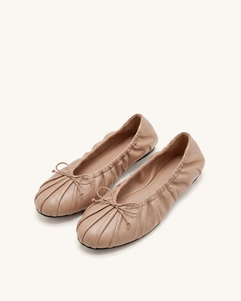 Solenne Ballerines froncées à cordon de serrage - Kaki