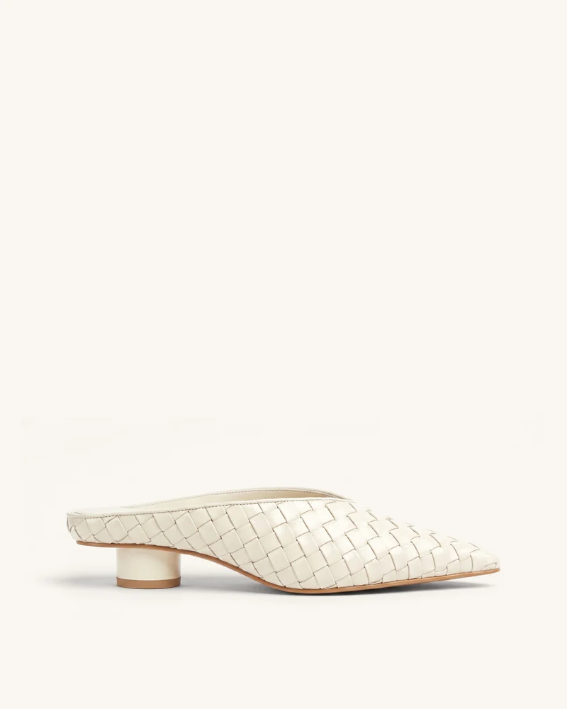Helena Mules tissées texturées à bout pointu - Beige