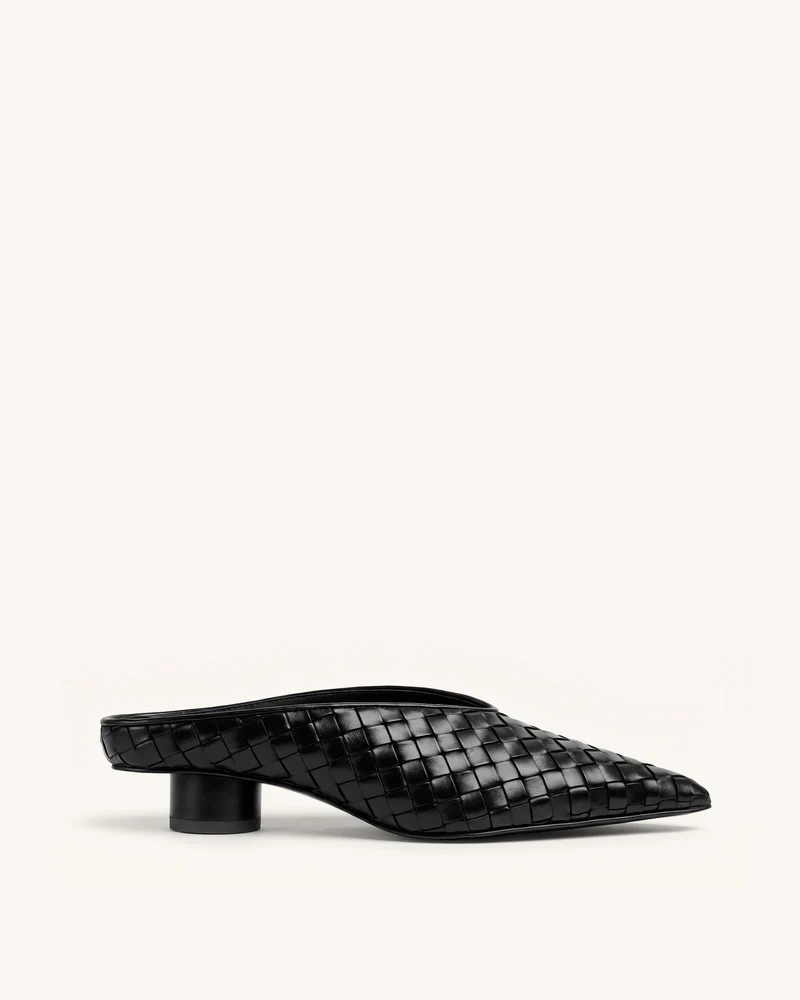 Helena Mules tissées texturées à bout pointu - Noir