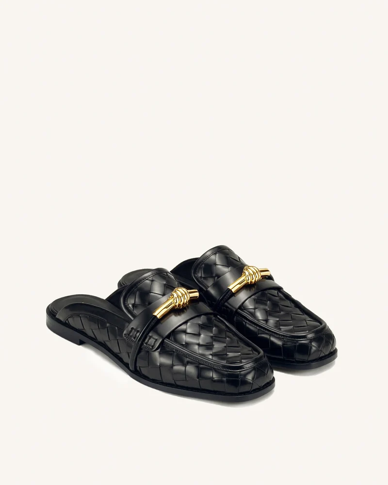 Elowen Mocassins mules tissés à mors - Noir