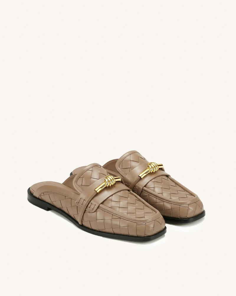 Elowen Mocassins mules tissés à mors - Kaki