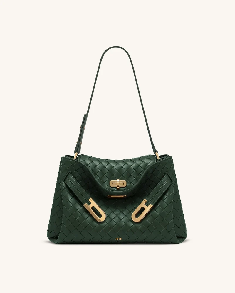Rhea Sac à bandoulière à double boucle texture tissée - Bleu canard