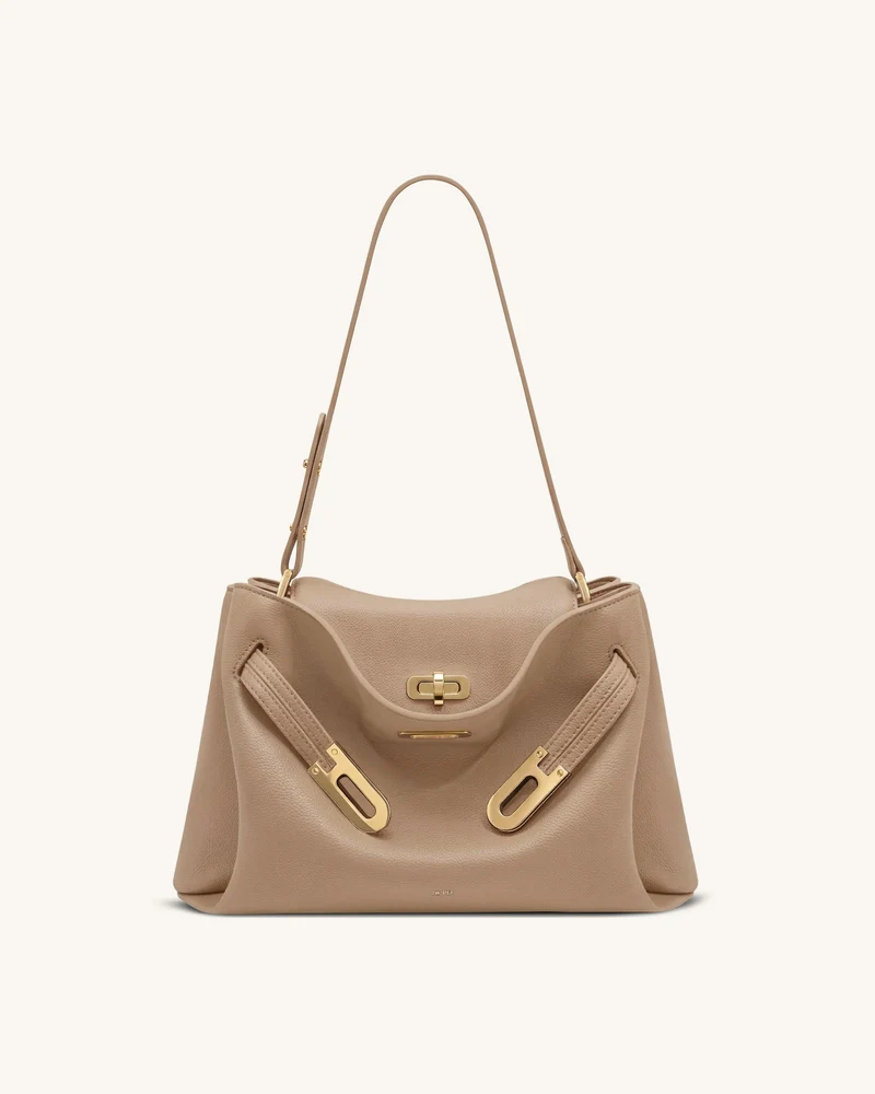 Rhea Sac à bandoulière à double boucle en cuir grainé - Kaki