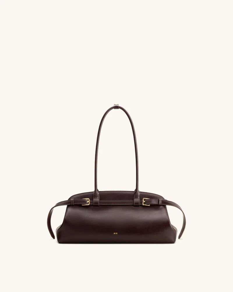 Arden Sac à bandoulière format horizontal avec détail ceinture - Marron foncé