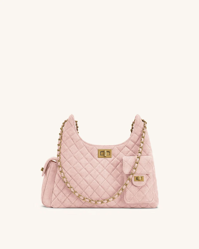 Vivian Sac à bandoulière matelassé en suédine - Rose