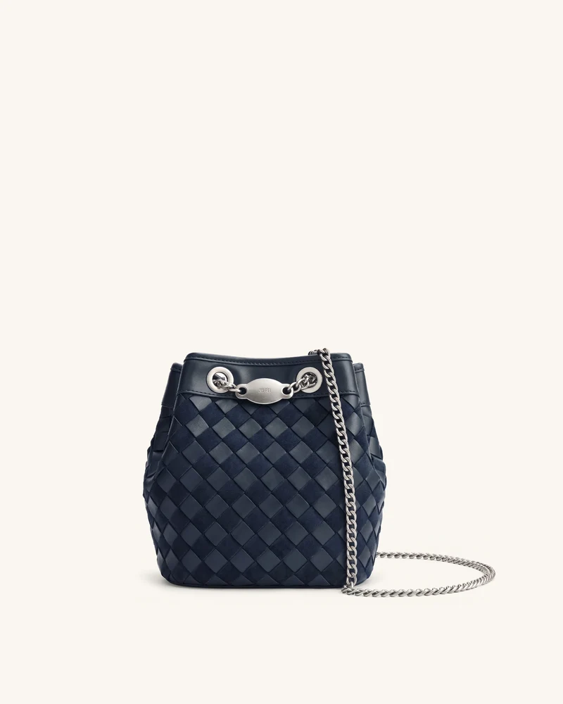 Yara Sac seau tissé à la main en similicuir suédé - Bleu foncé