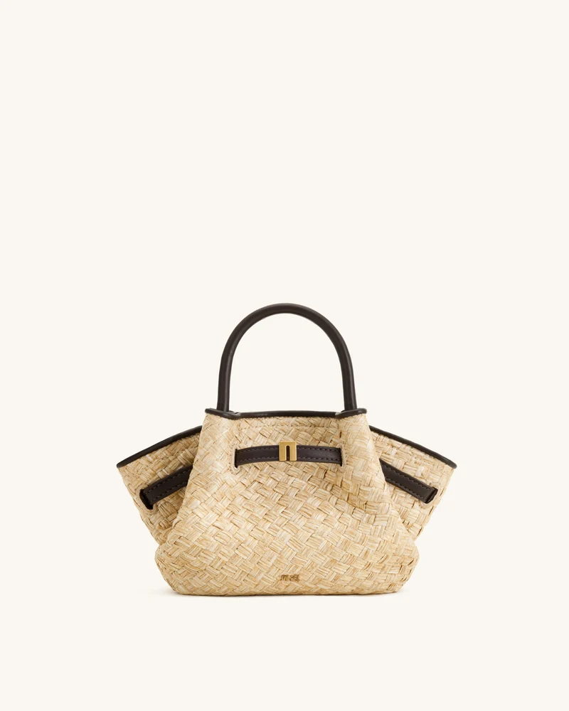 Hana Mini sac cabas en paille synthétique - Marron