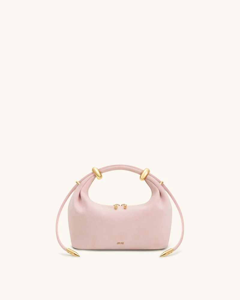 Ellie Sac à main à poignée supérieure en similicuir suédé orné d'un anneau métallique - Rose