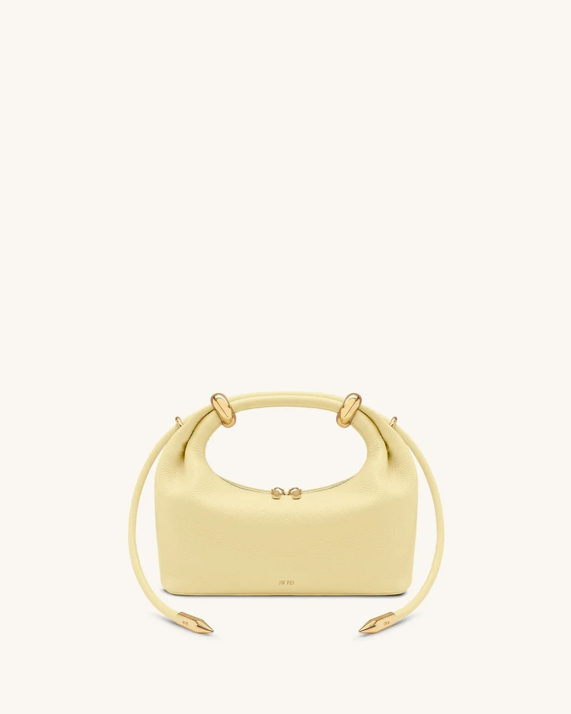 Ellie Sac à main à poignée supérieure orné d'un anneau métallique - Jaune citron
