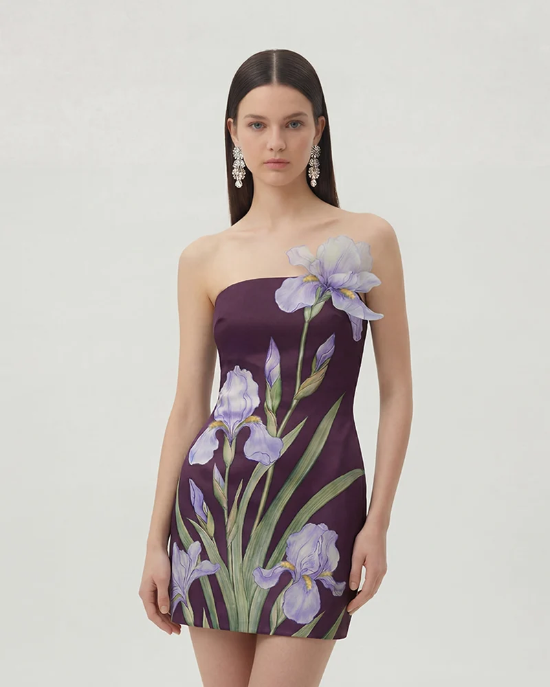 Robe mini à imprimé floral - Violet