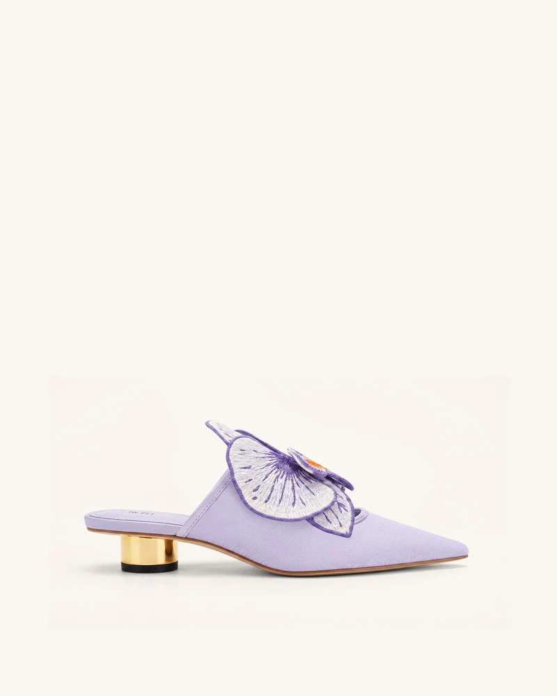Helena Mules ajourées à décorations brodées - Violet