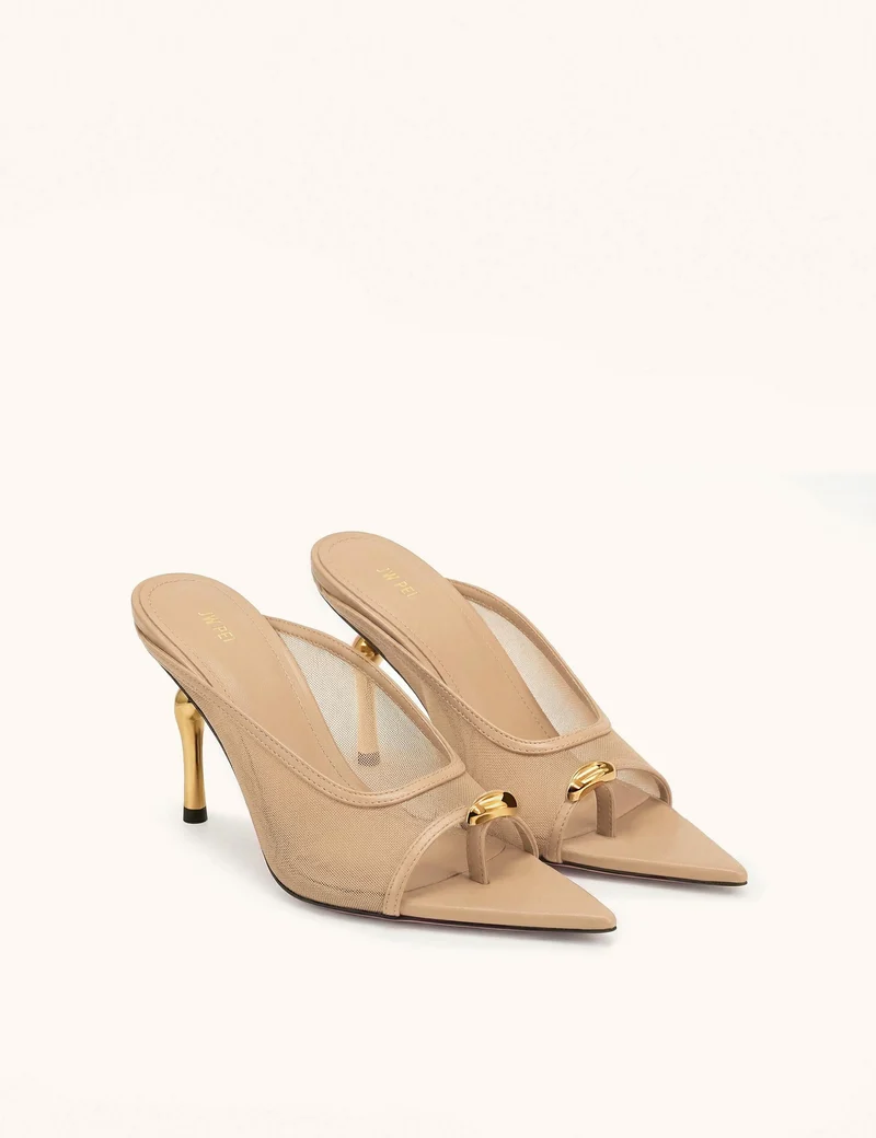 Noemi Mules à talons en mesh à bout pointu - Kaki