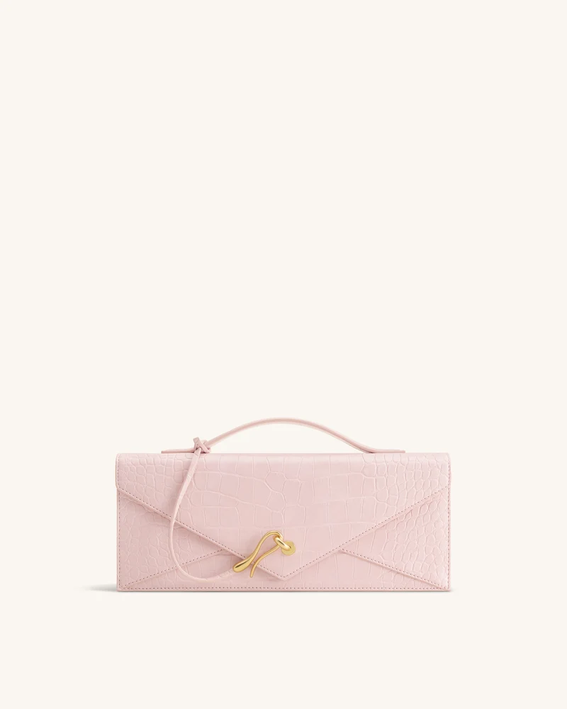 Celeste Sac à main enveloppe - Rose effet croco