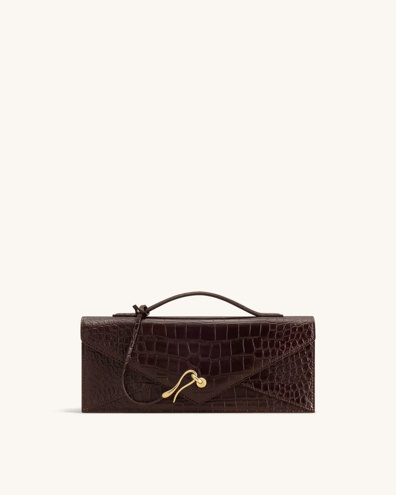 Celeste Sac à Poignée Enveloppe - Croco Marron Foncé