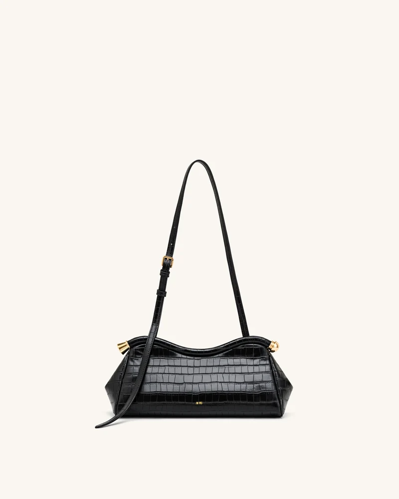Naomi Sac à Bandoulière Incurvé - Croco Noir