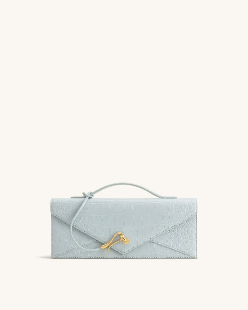 Celeste Sac à Poignée Enveloppe - Croco Bleu Clair