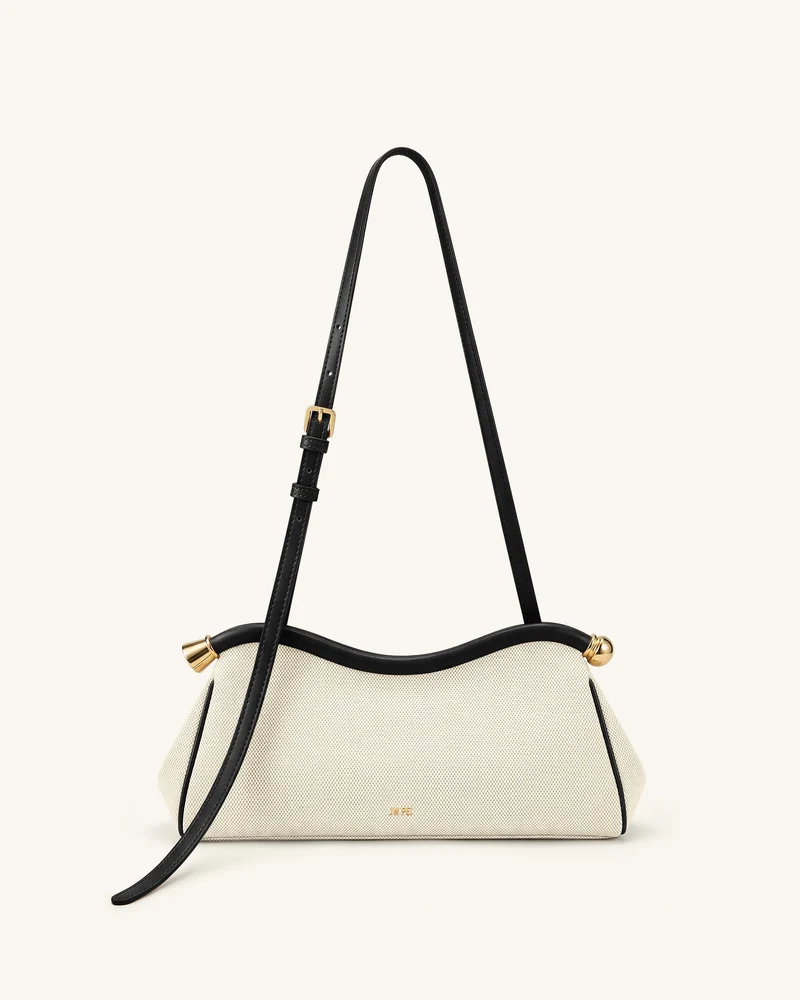 Naomi Sac à Bandoulière Incurvé - Toile Noire