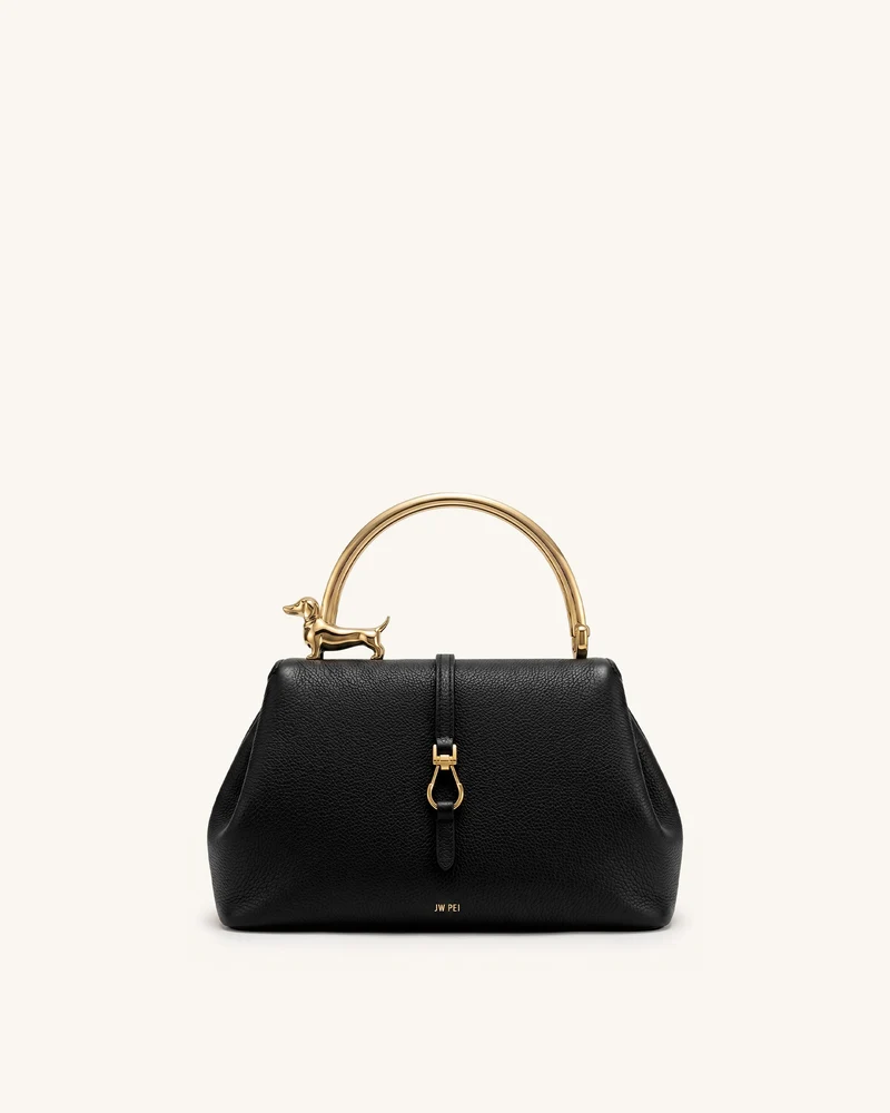 Bruna Sac à main à poignée supérieure métallique Teckel - Noir