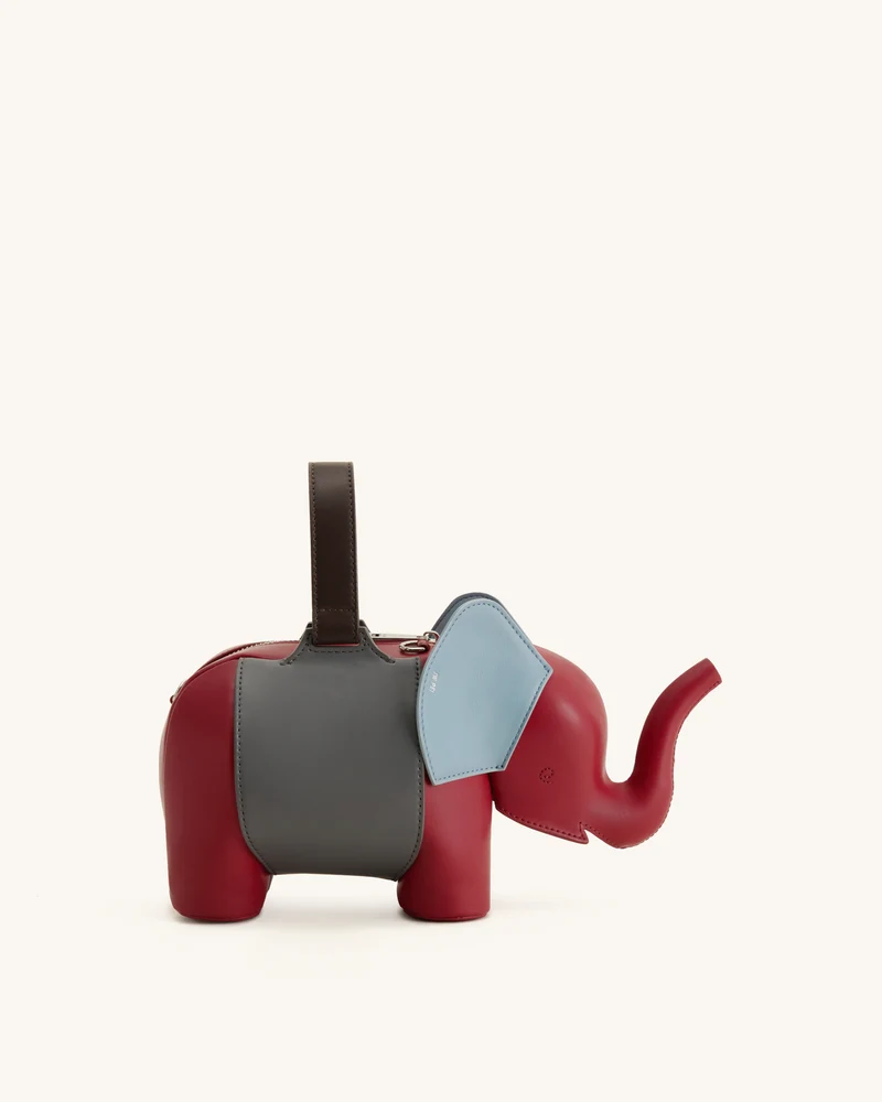 Claire Sac à main en forme d'éléphant - Rouge/Gris foncé