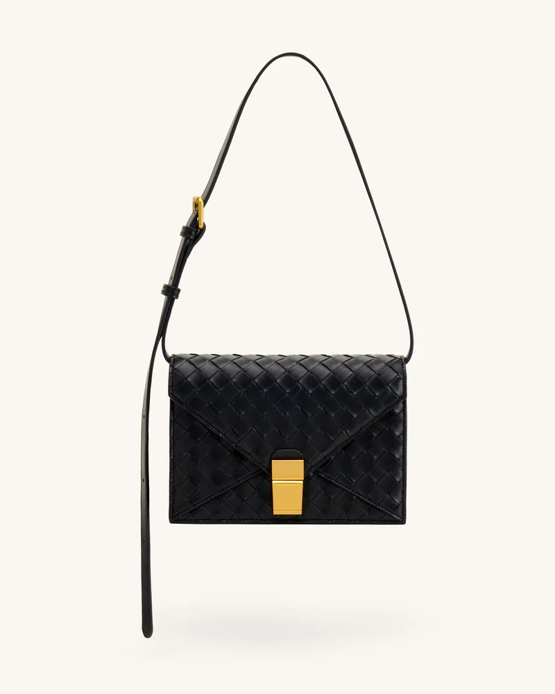 Clio Sac bandoulière enveloppe à texture tressée - Noir
