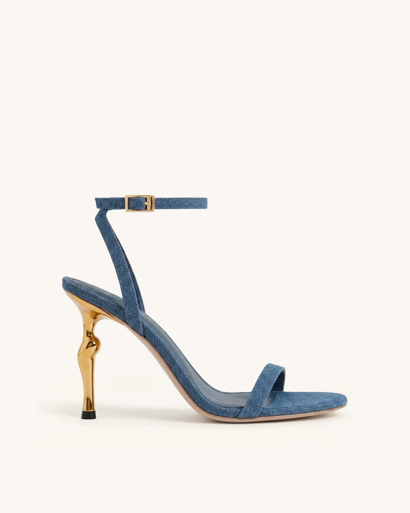 Alivia Sandales à talon en métal doré - Bleu denim