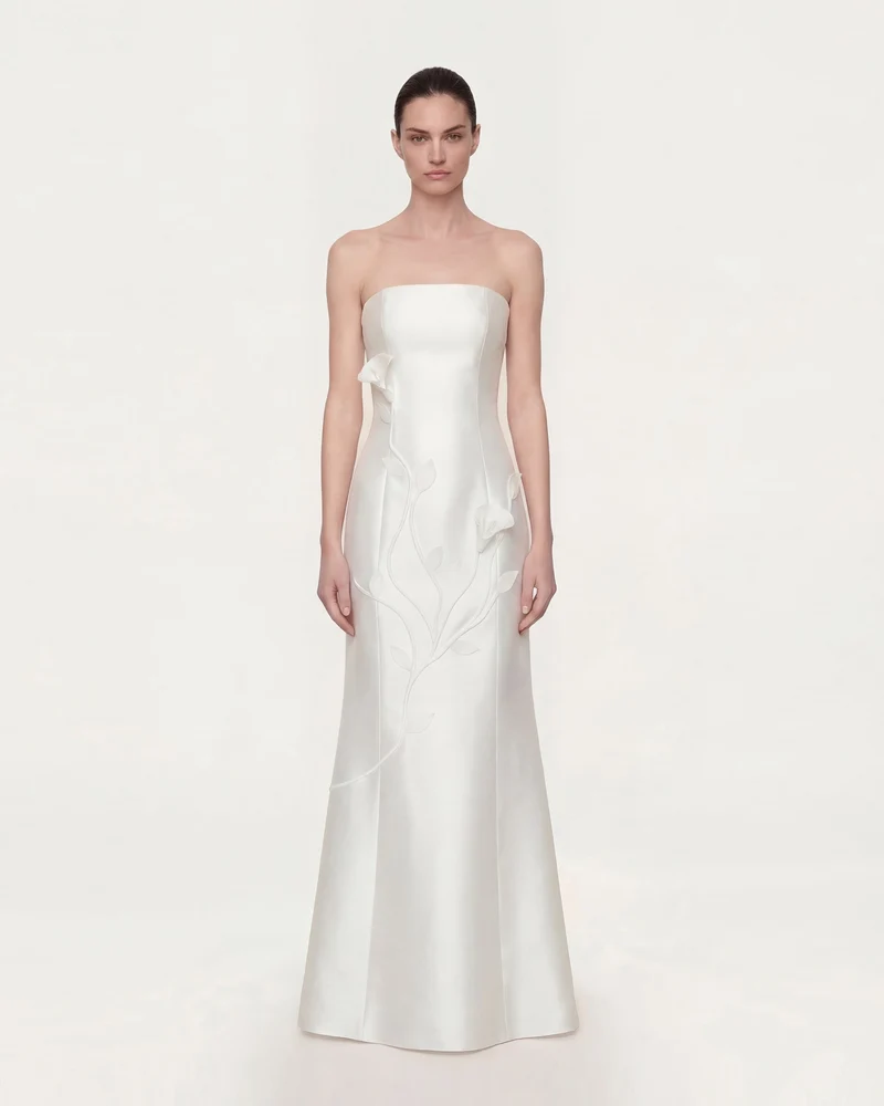 Robe bustier florale en polyester - Blanc