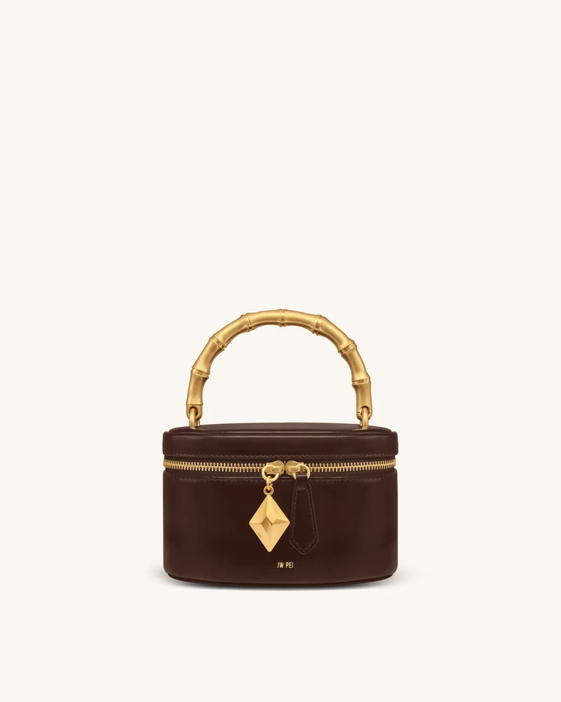 Natalie Sac porté main à pendentif géométrique en métal - Marron foncé