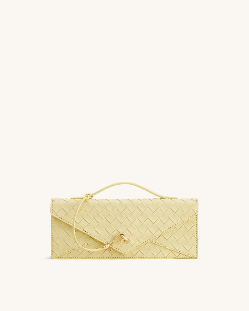 Celeste Sac à main enveloppe à anse supérieure, à texture tissée - Jaune